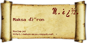 Maksa Áron névjegykártya
